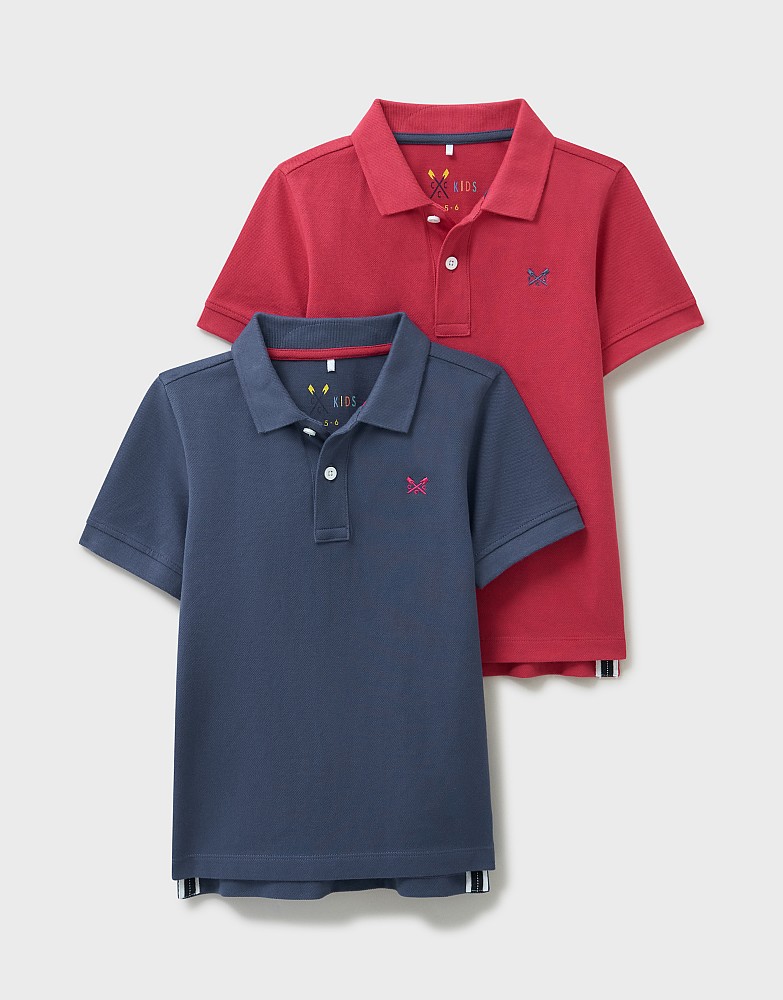 2 Pack  Polos in Blue and Raspberry