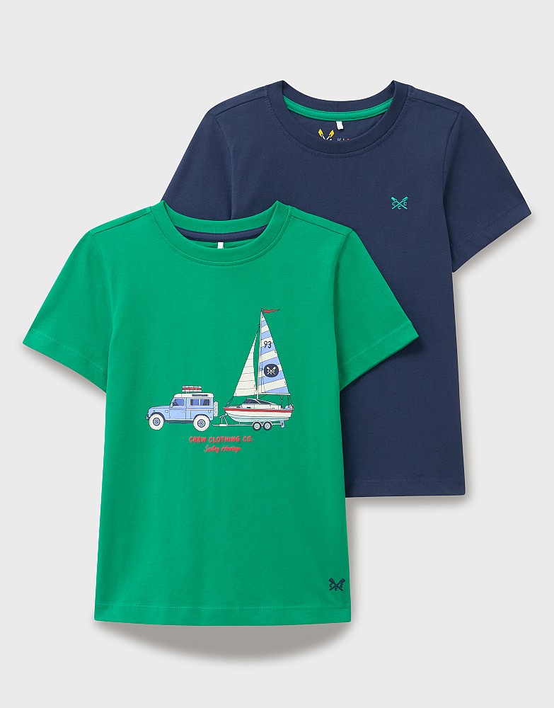 2 Pack Classic Tees in Green and Dark Blue