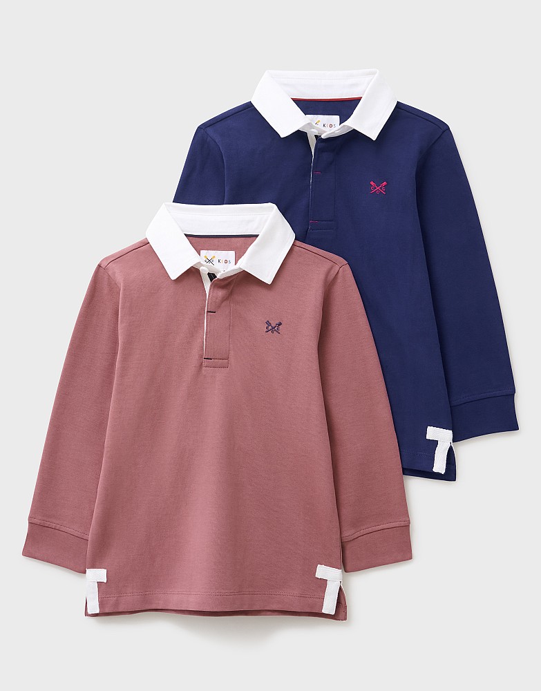 2 Pack Cotton Rugby Shirts in Lilac and Navy Blue