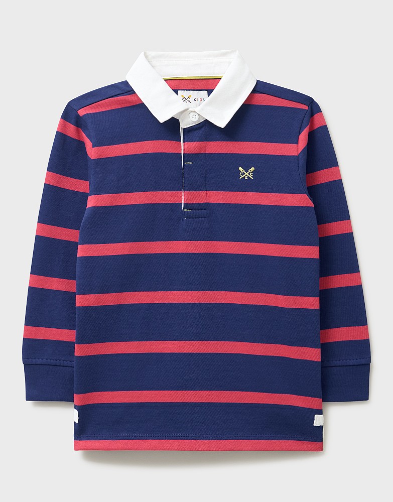 Stripe Cotton Rugby Shirt in Blue and Red