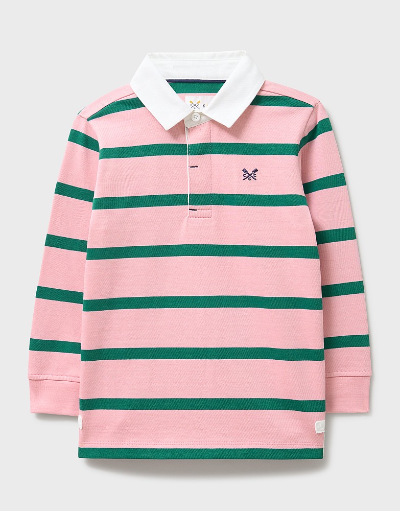 Stripe Cotton Rugby Shirt in Pink and Green