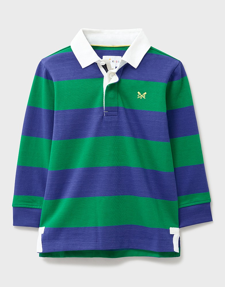 Stripe Cotton Rugby Shirt in Blue and Green