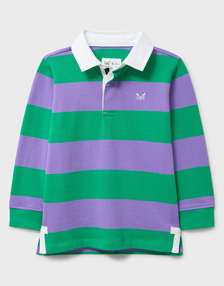 Stripe Cotton Rugby Shirt in Purple and Green