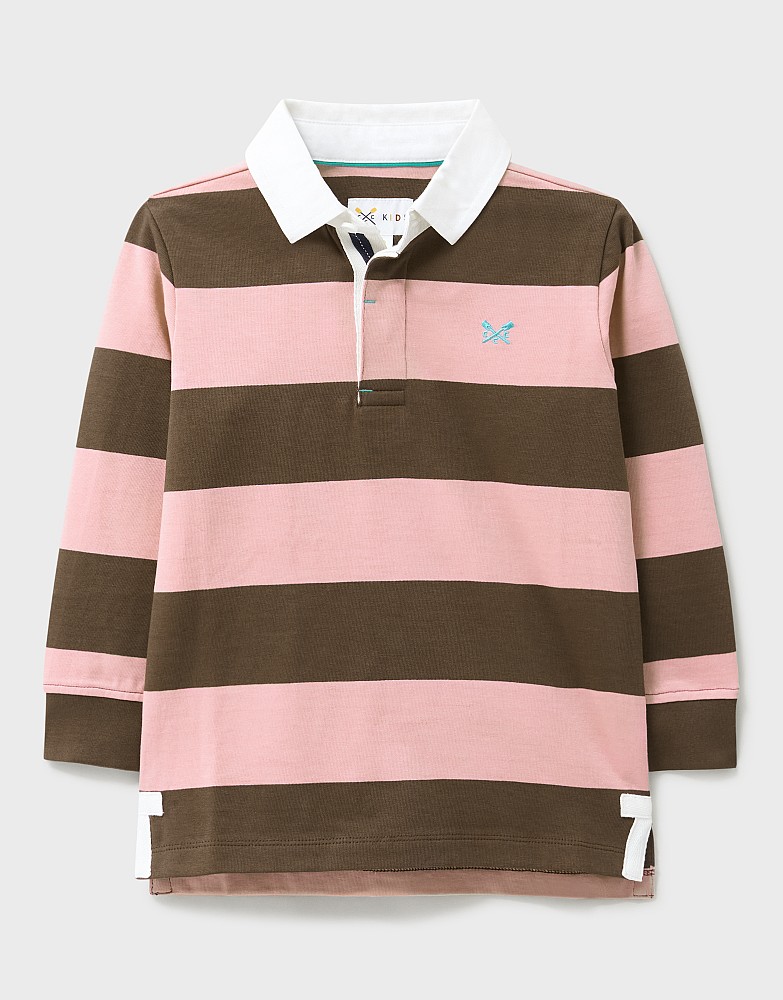 Stripe Cotton Rugby Shirt in Pink and Brown