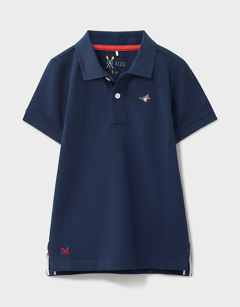 Duck Embroidered Pique Polo in Navy