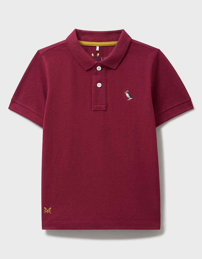 Puffin Embroidered Pique Polo in Red