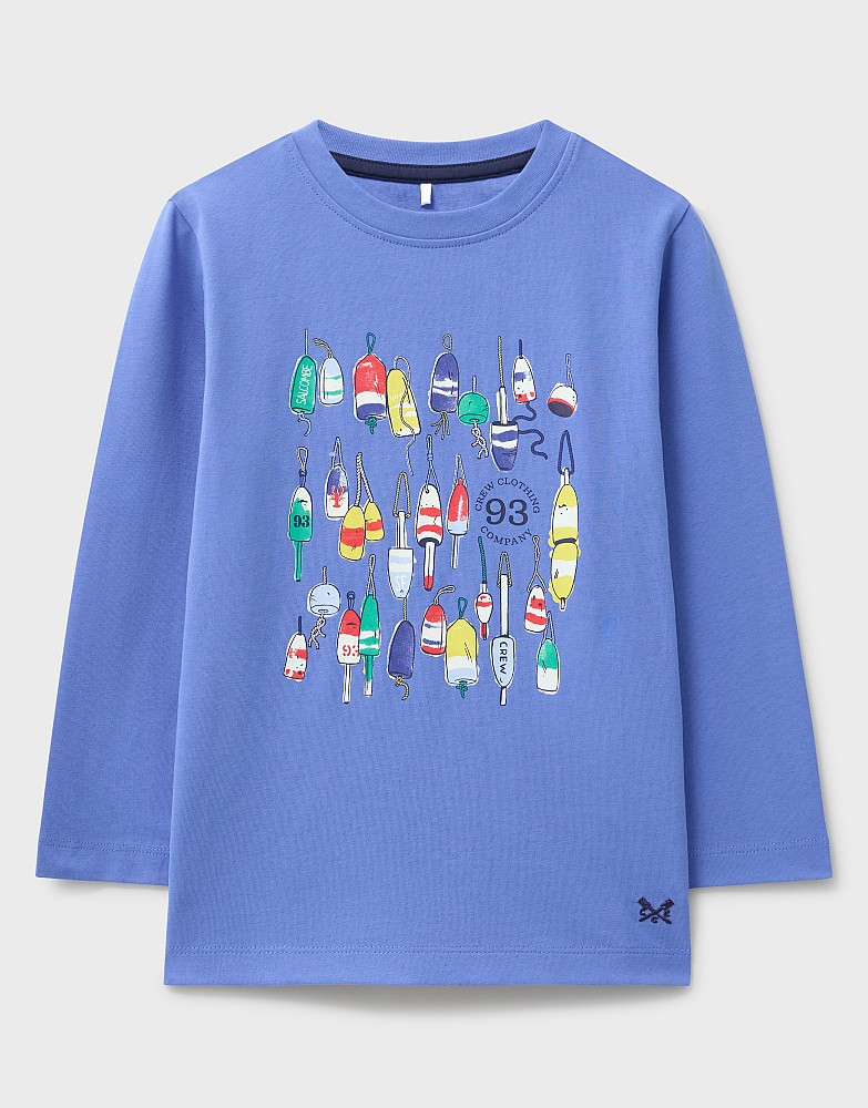 Long Sleeve Graphic T-Shirt in Blue