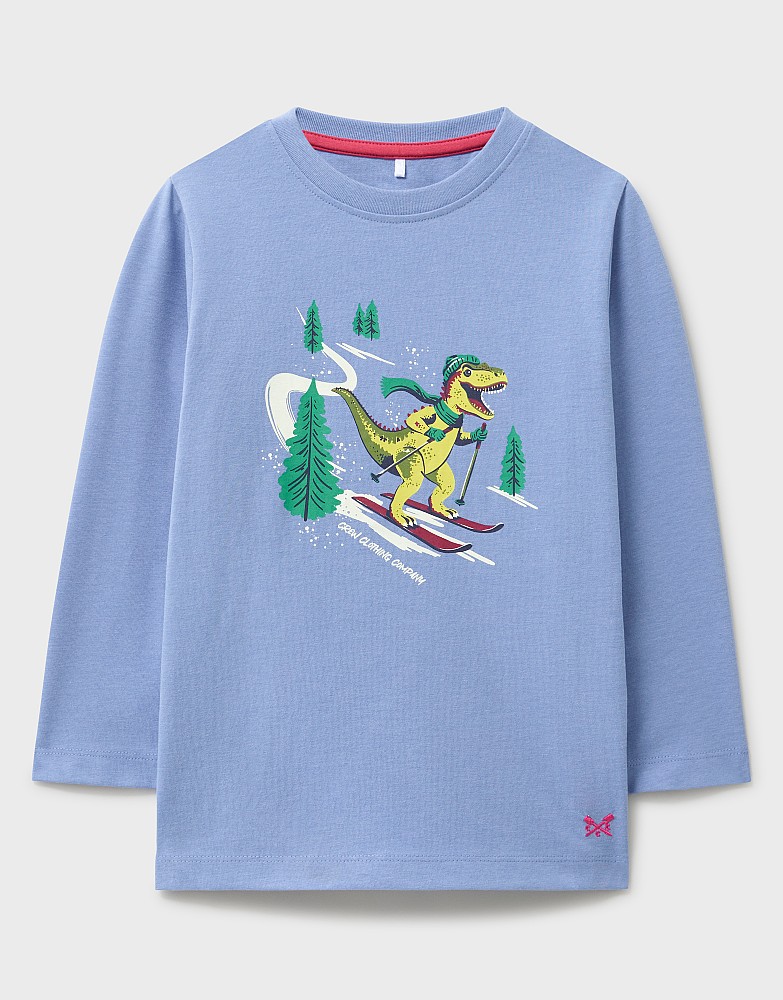 Long Sleeve Graphic T-Shirt in Blue