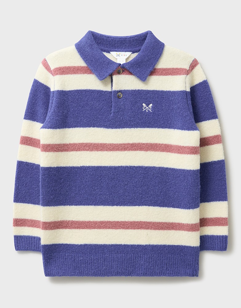 Stripe Polo Jumper in Blue, White and Pink
