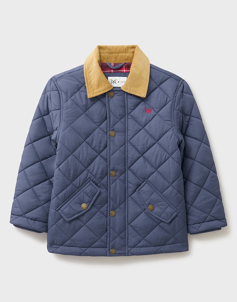 Cord Collar Weekend Quilted Jacket in Blue