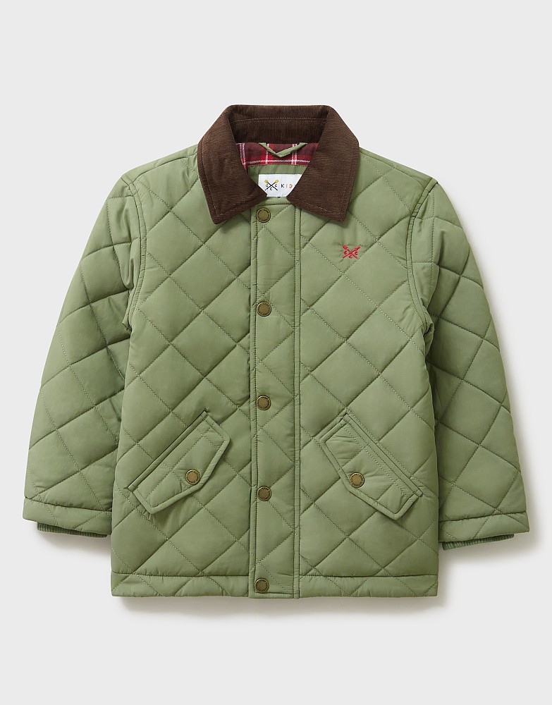 Cord Collar Weekend Quilted Jacket in Khaki