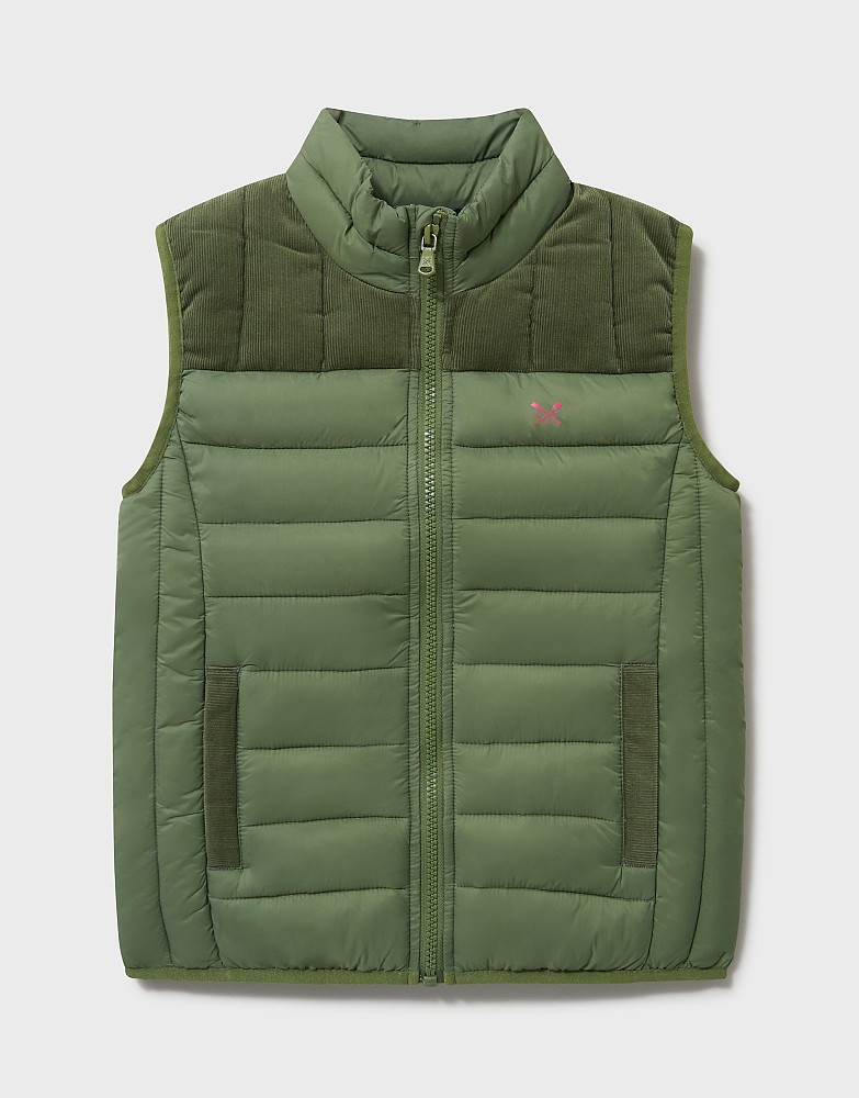 Lightweight Cord Lowther Gilet in Green