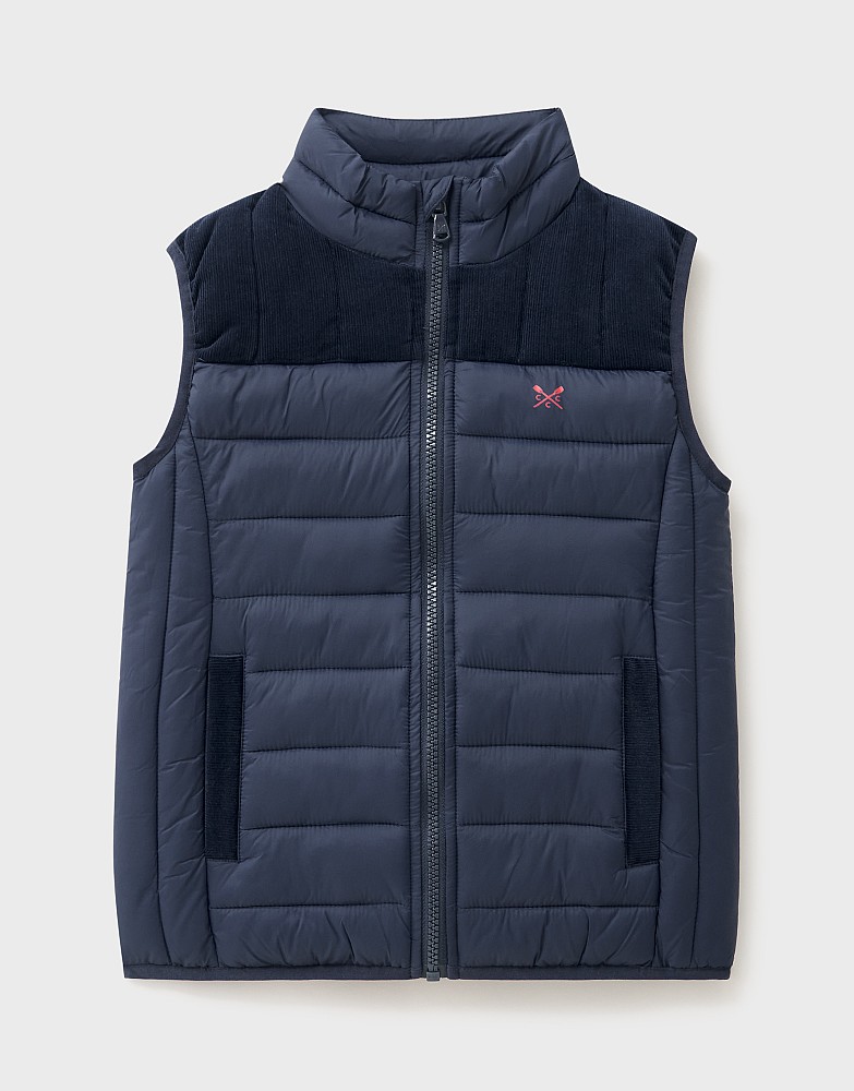 Cord Mix Lightweight Lowther Gilet in Navy