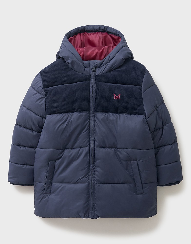Cord Yoke Cosy Puffa in Navy