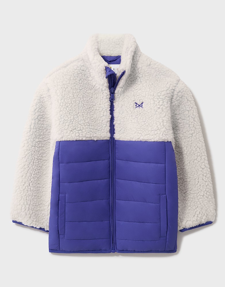 Hybrid Borg Fleece Jacket in Blue and Cream