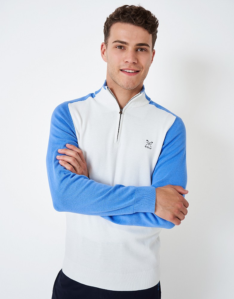 Men's Strap Sleeve Golf Half Zip Jumper from Crew Clothing Company