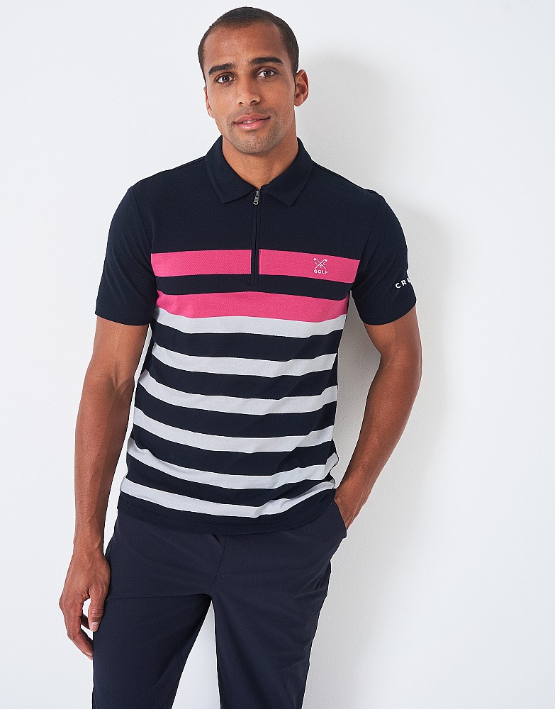 Block Stripe Golf Polo Shirt