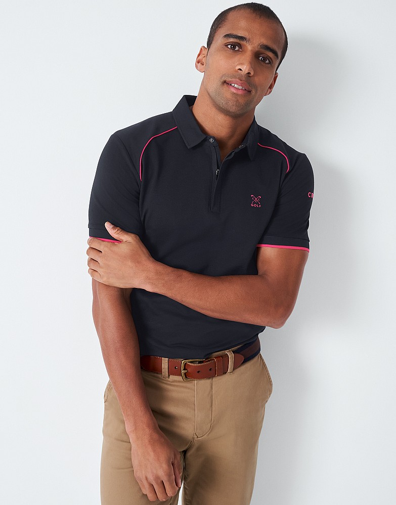 Piped Navy Golf Polo Shirt