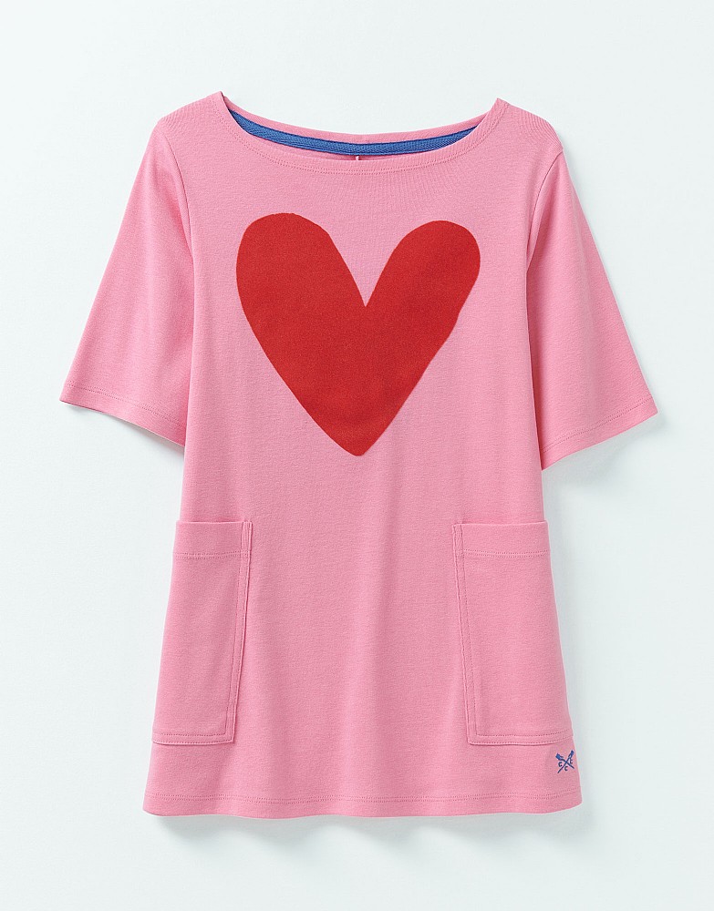 Short Sleeve Heart Print Tunic