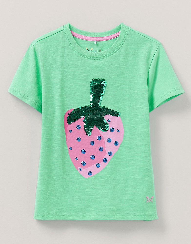 Stripe Flip Sequin Strawberry T-Shirt