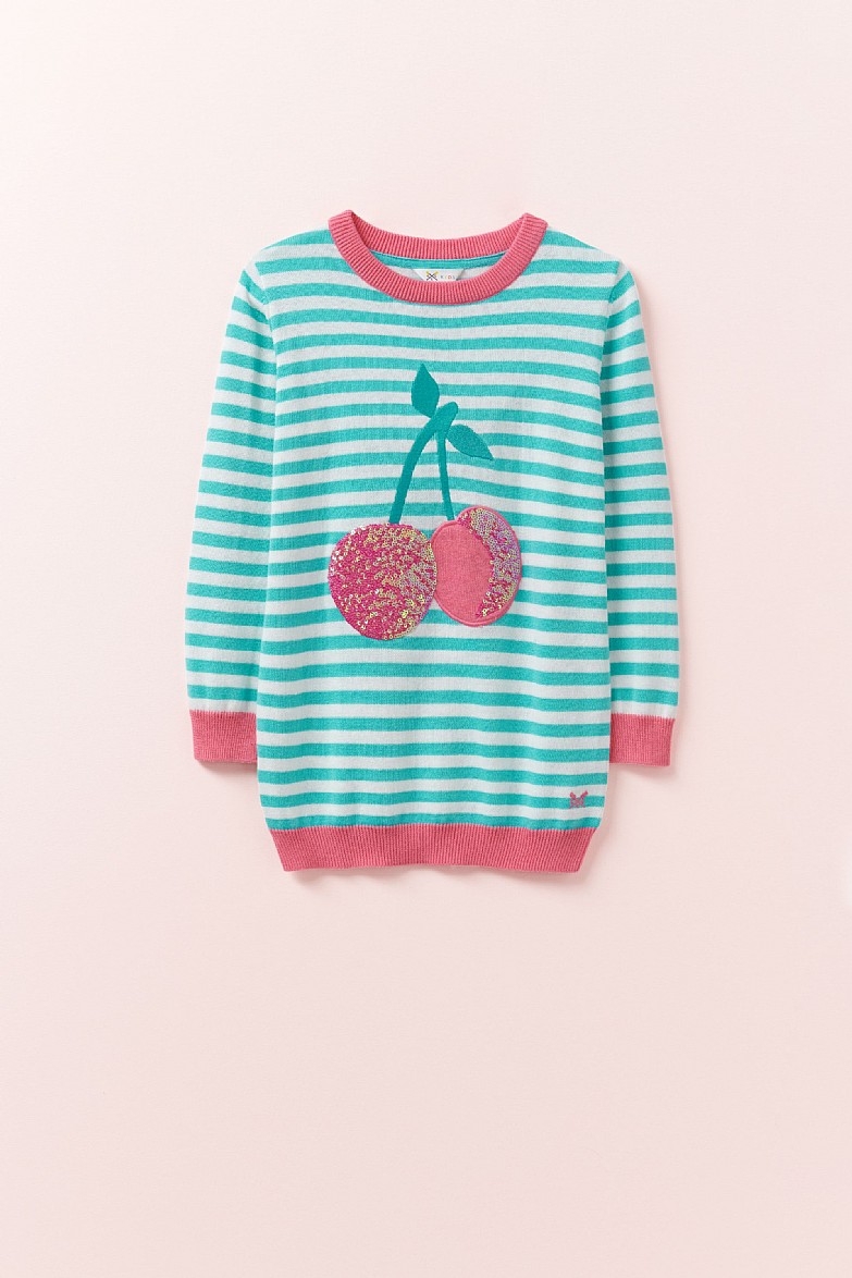 Crew Neck Stripe Cherry Jumper