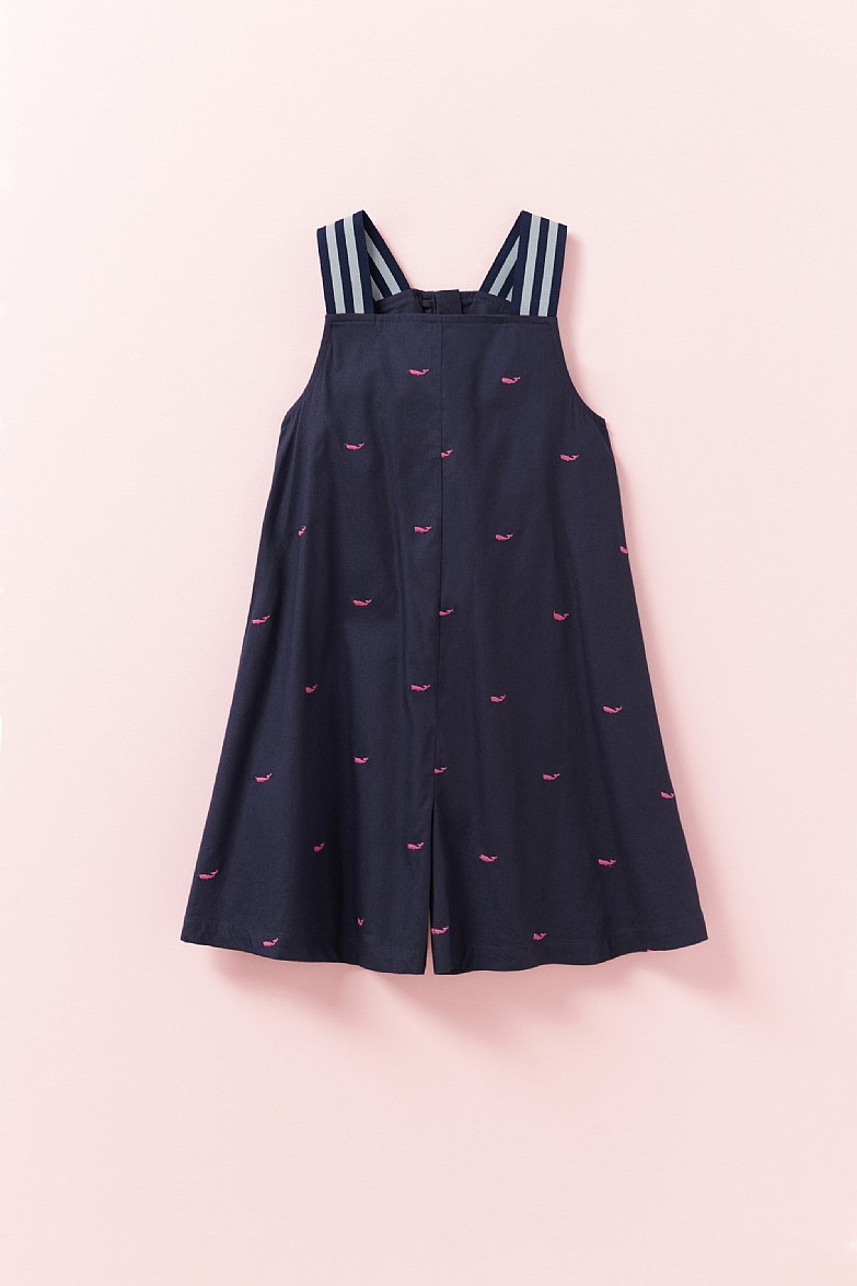 A Line Whale Print Jumpsuit With Elastic Straps
