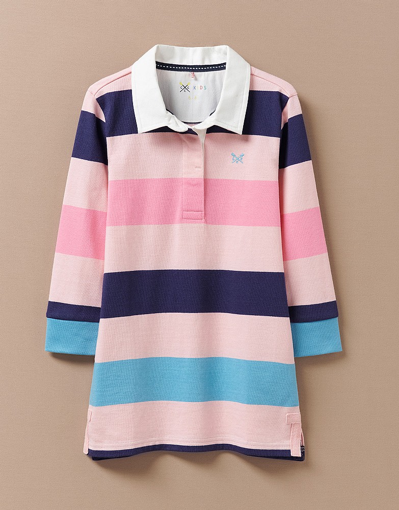 Girl's Long Sleeve Block Stripe Rugby Dress With Pocket from Crew