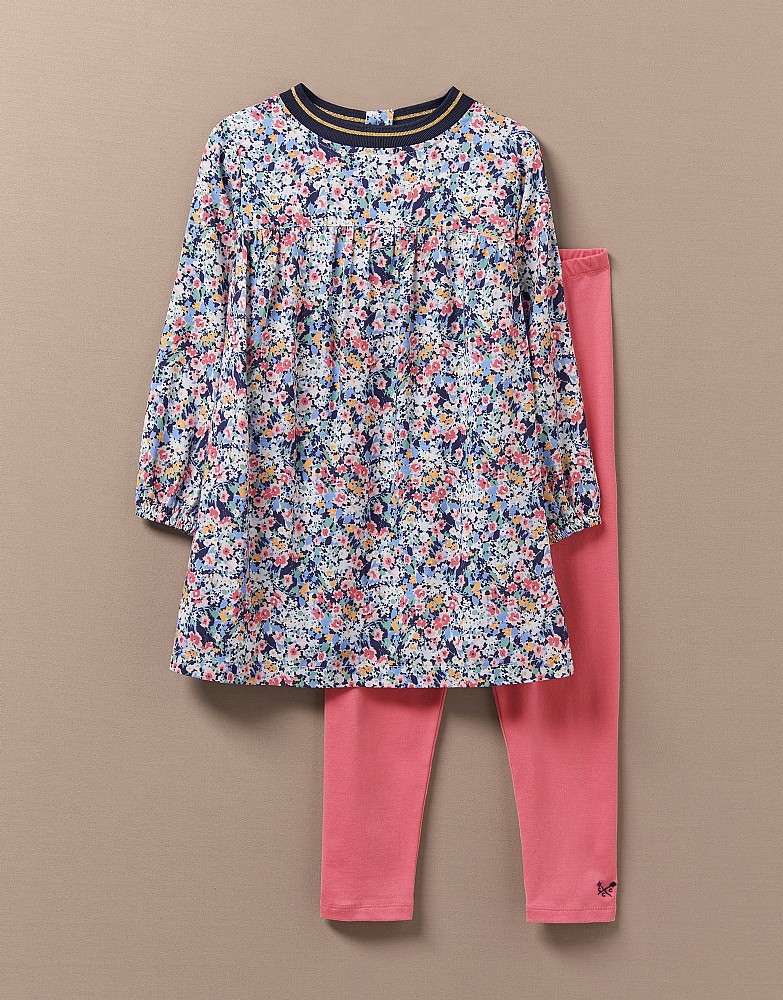 Long Sleeve Floral Viscose Tunic With Legging Set
