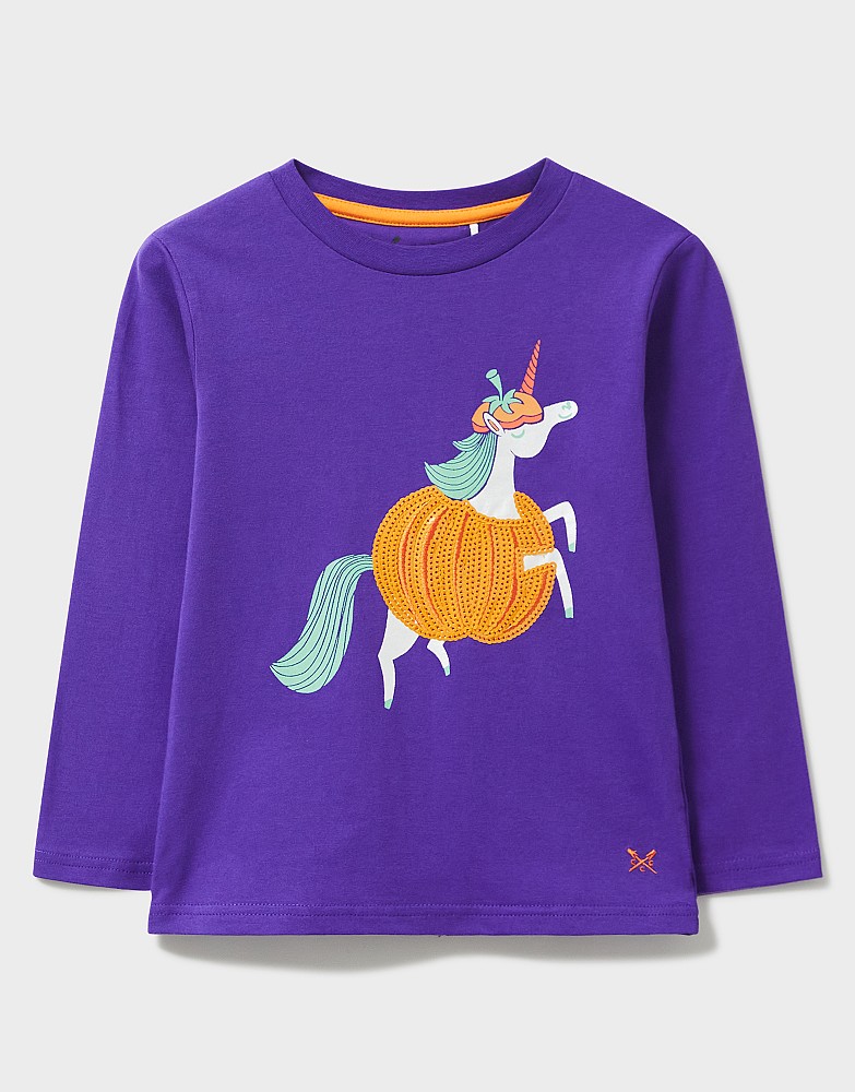 Long Sleeve Unicorn Pumpkin Halloween T-Shirt