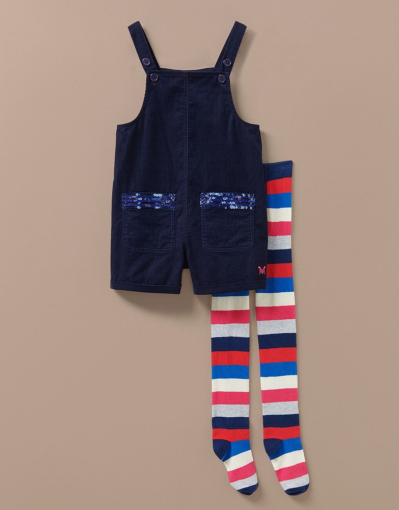 Cord Shortie Dungaree With Tights