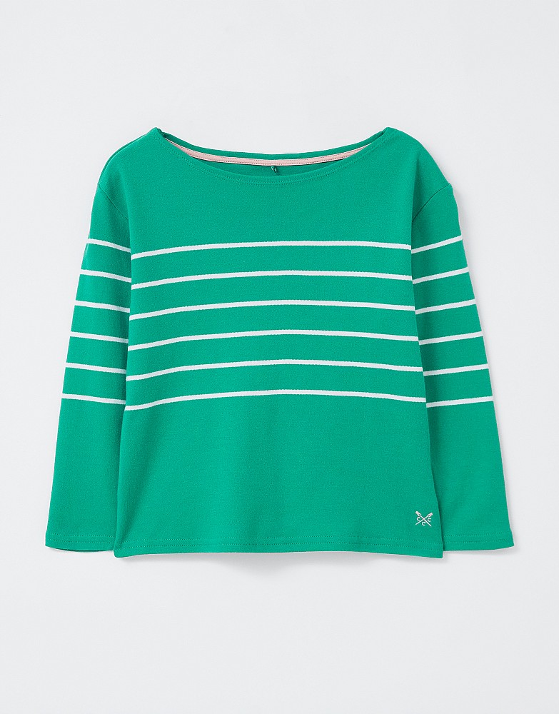 Long Sleeve Boat Neck Stripe T-shirt