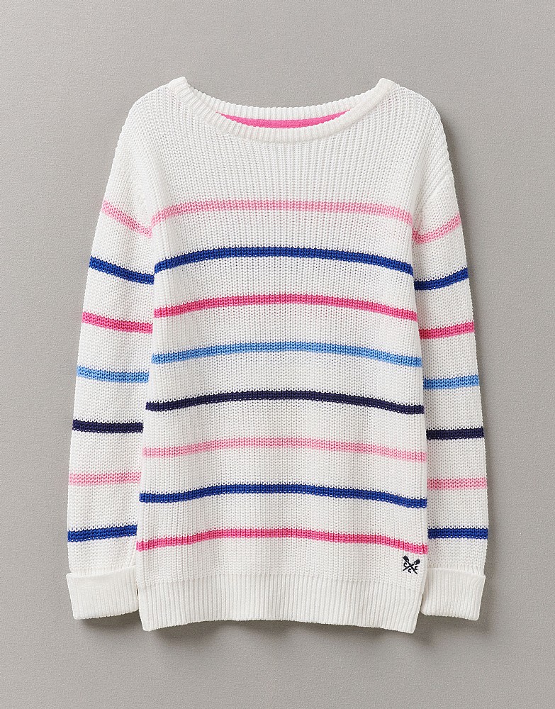 Boat Neck Multi Stripe Knit Jumper