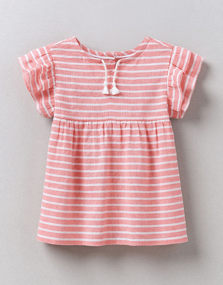 Short Sleeve Stripe Peasant Blouse