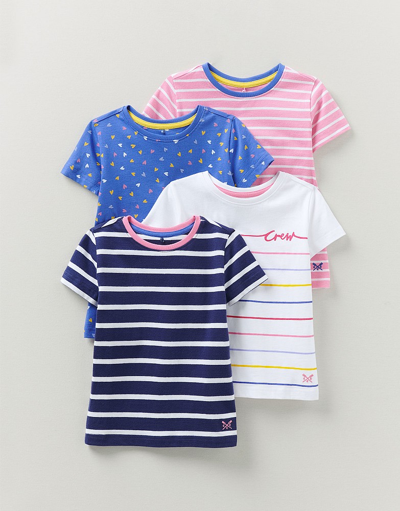 Short Sleeve 4 Pack Stripe & Print T-Shirts