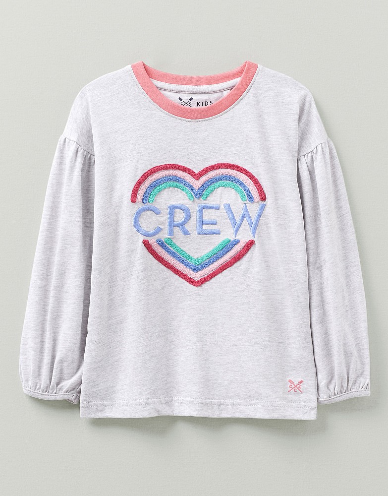 Long Blouson Sleeve Crew Heart T-Shirt