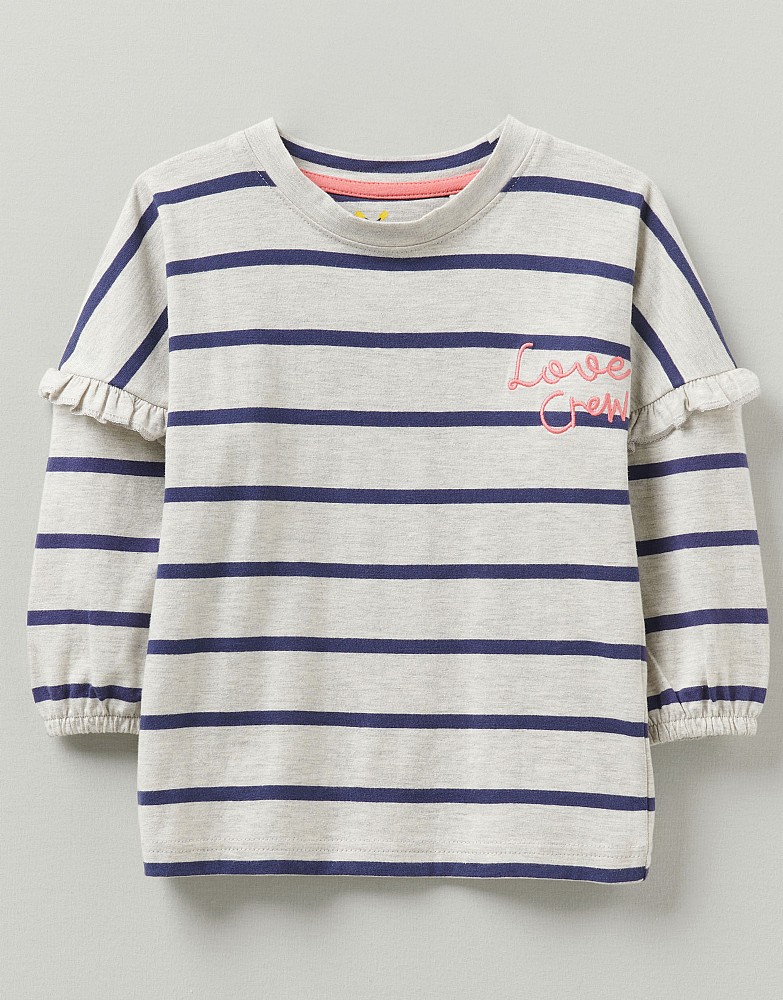 Long Blouson Sleeve Stripe T-Shirt