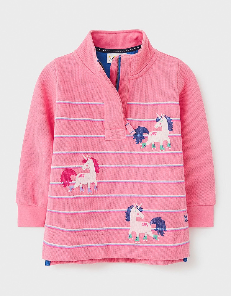 Half Zip Unicorn Print Sweatshirt