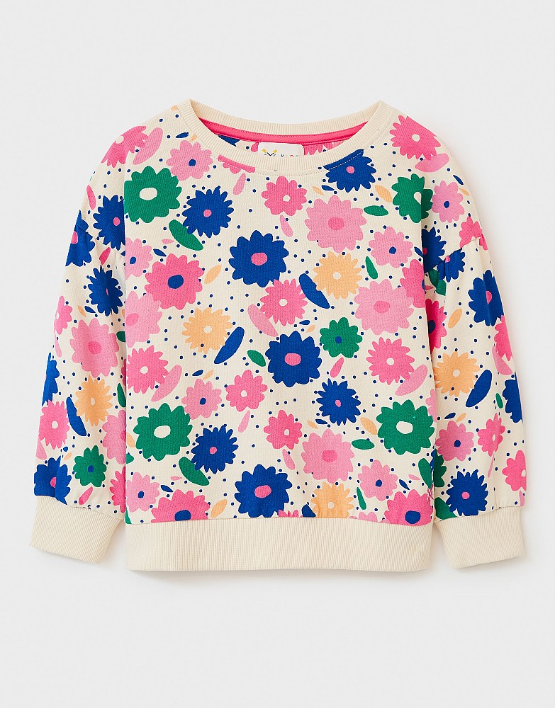 Abstract Floral Blouson Sleeve Sweatshirt