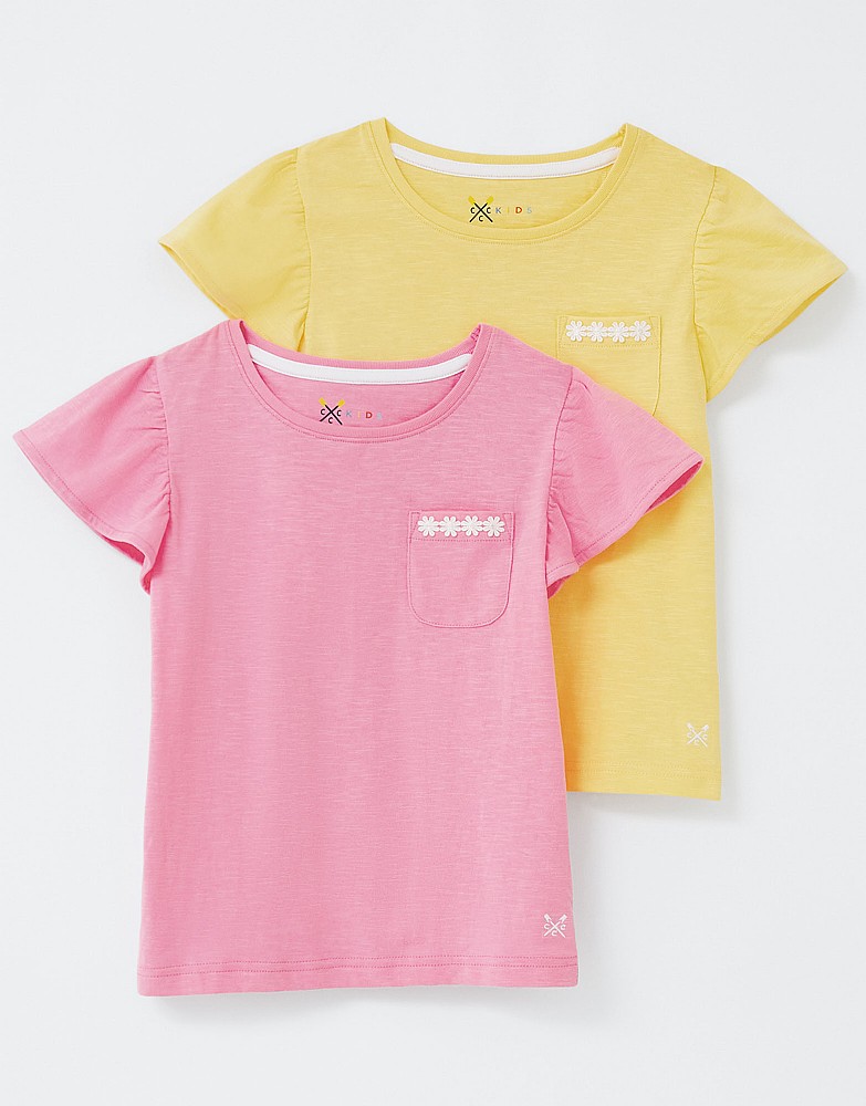 2 Pack Angel Sleeve T-Shirts with Daisy Pocket