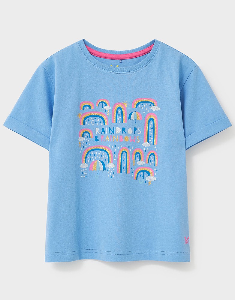 Roll Sleeve Rainbow Glitter T-Shirt from Crew Clothing Company