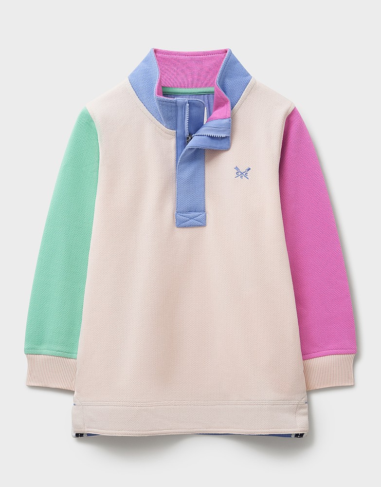 Colourblock Padstow Sweatshirt in Green and Pink
