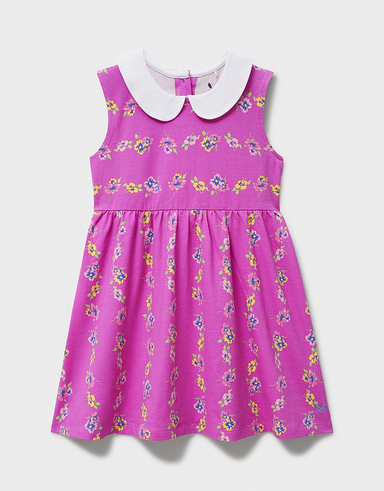 Printed Peter Pan Sleeveless Dress in Pink
