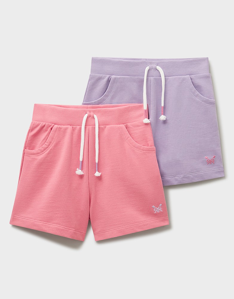 Two Pack Jersey Shorts in Coral and Lavender