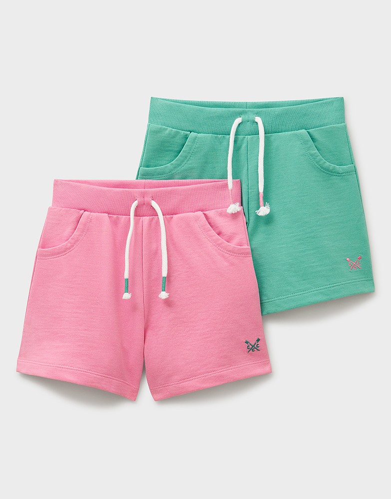 Two Pack Jersey Shorts in Pink and Green