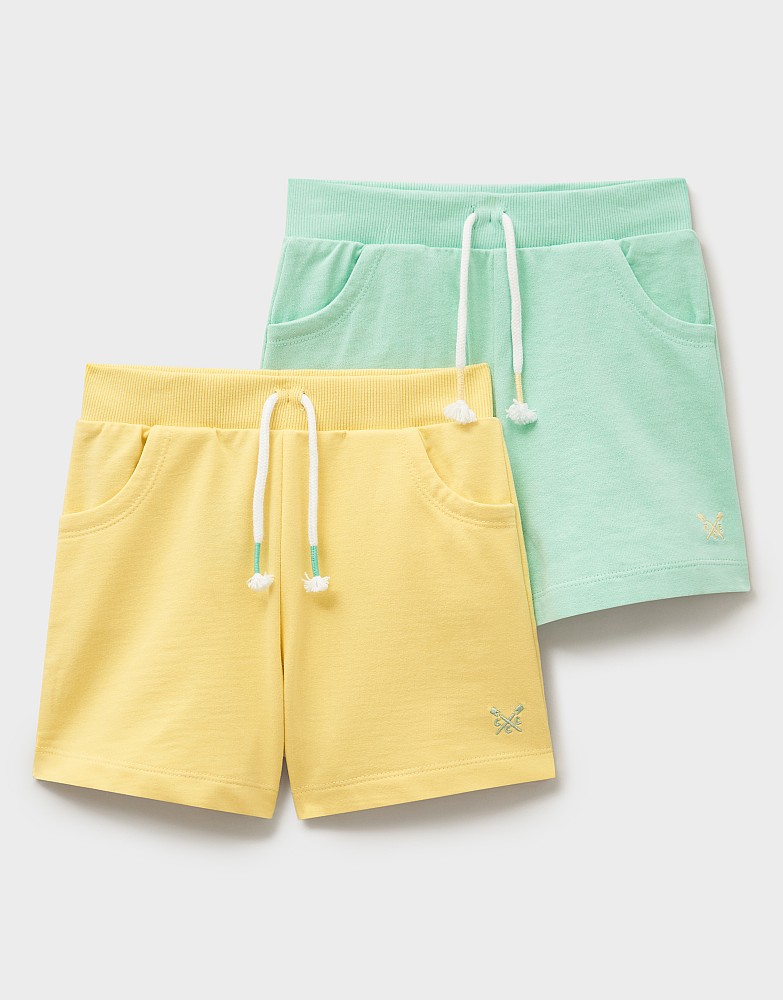 Two Pack Jersey Shorts in Yellow and Green