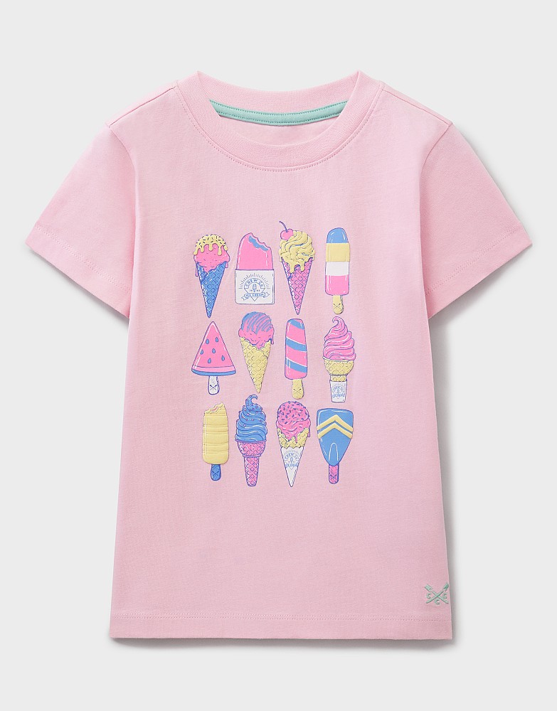 Short Sleeve Ice Cream Graphic T-Shirt in Pink