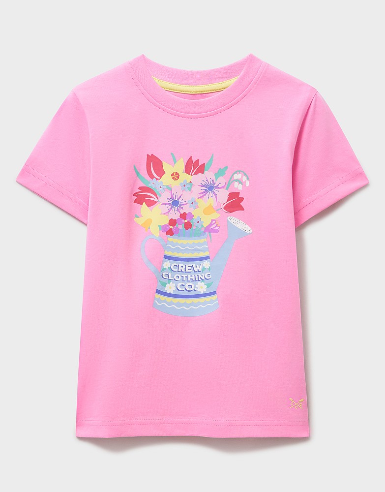 Short Sleeve Flowering Can Graphic T-Shirt in Pink