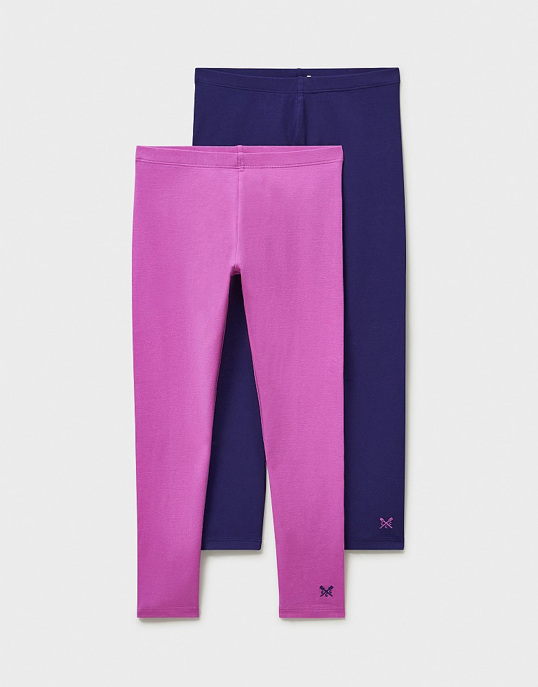 2 Pack Cotton Leggings in Blue and Pink