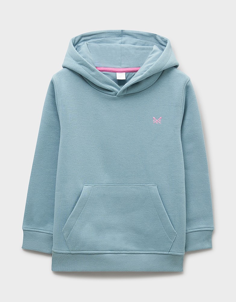 Cross Oars Embroidery Hoodie in Aqua Blue