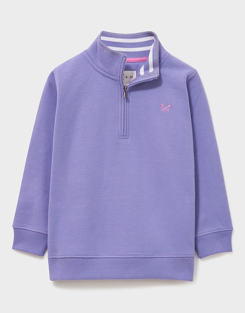 Concealed Half Zip Funnel Neck Sweatshirt in Periwinkle